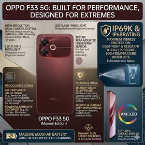Oppo F33 5G hardware features and durability rating